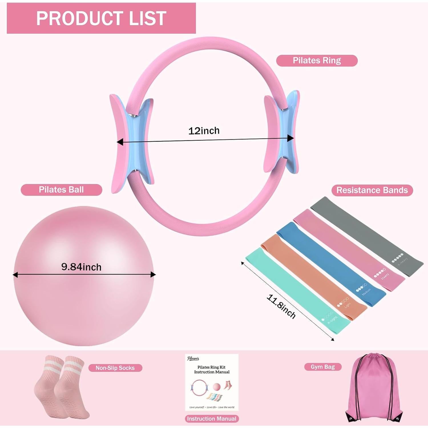 Kit de Pilates en Casa Floranis 9P-01 con Anillo y Bandas