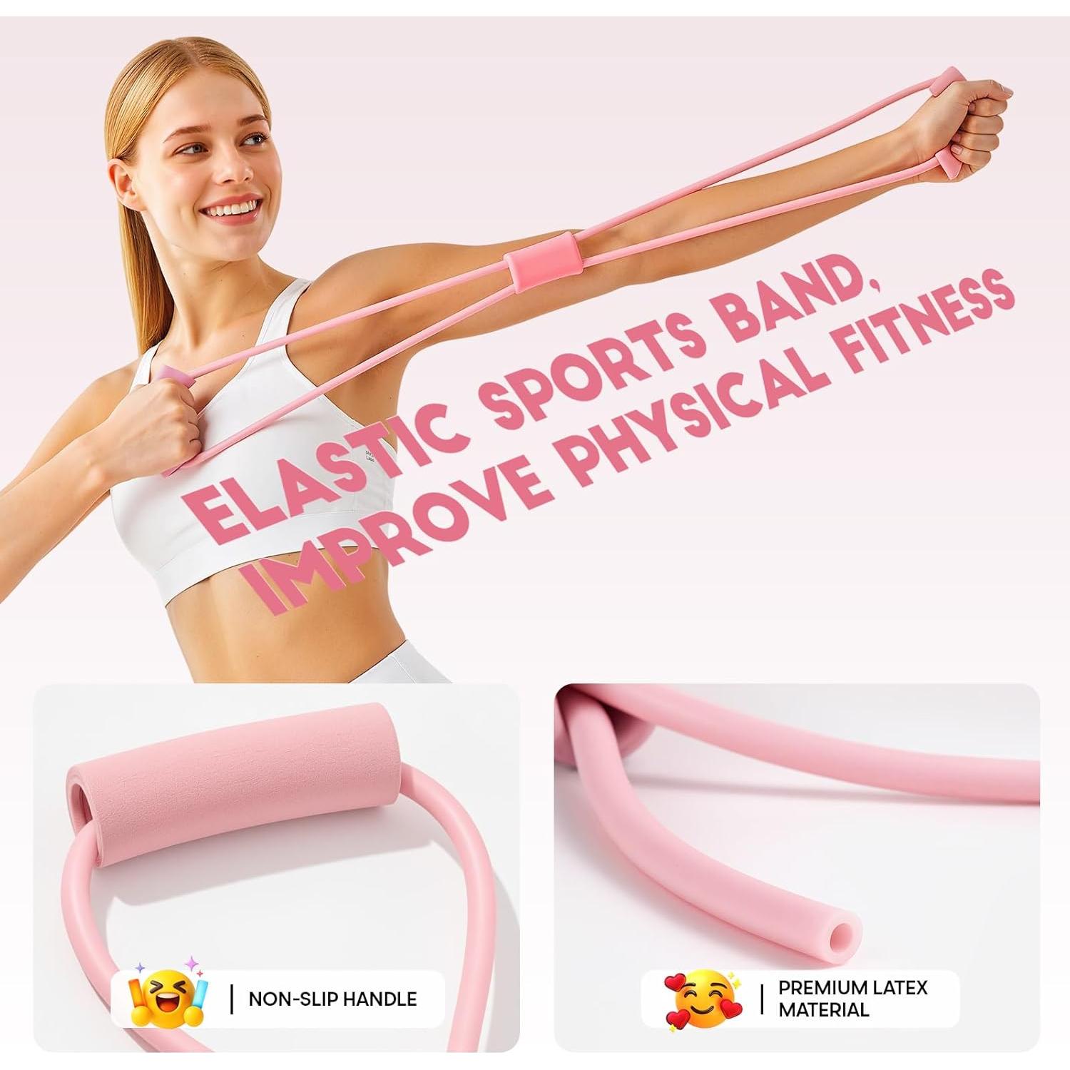 Kit de Pilates en Casa Sobre la Vida PR-01 Rosa - Anillo 35.56 cm, Bandas y Pelota