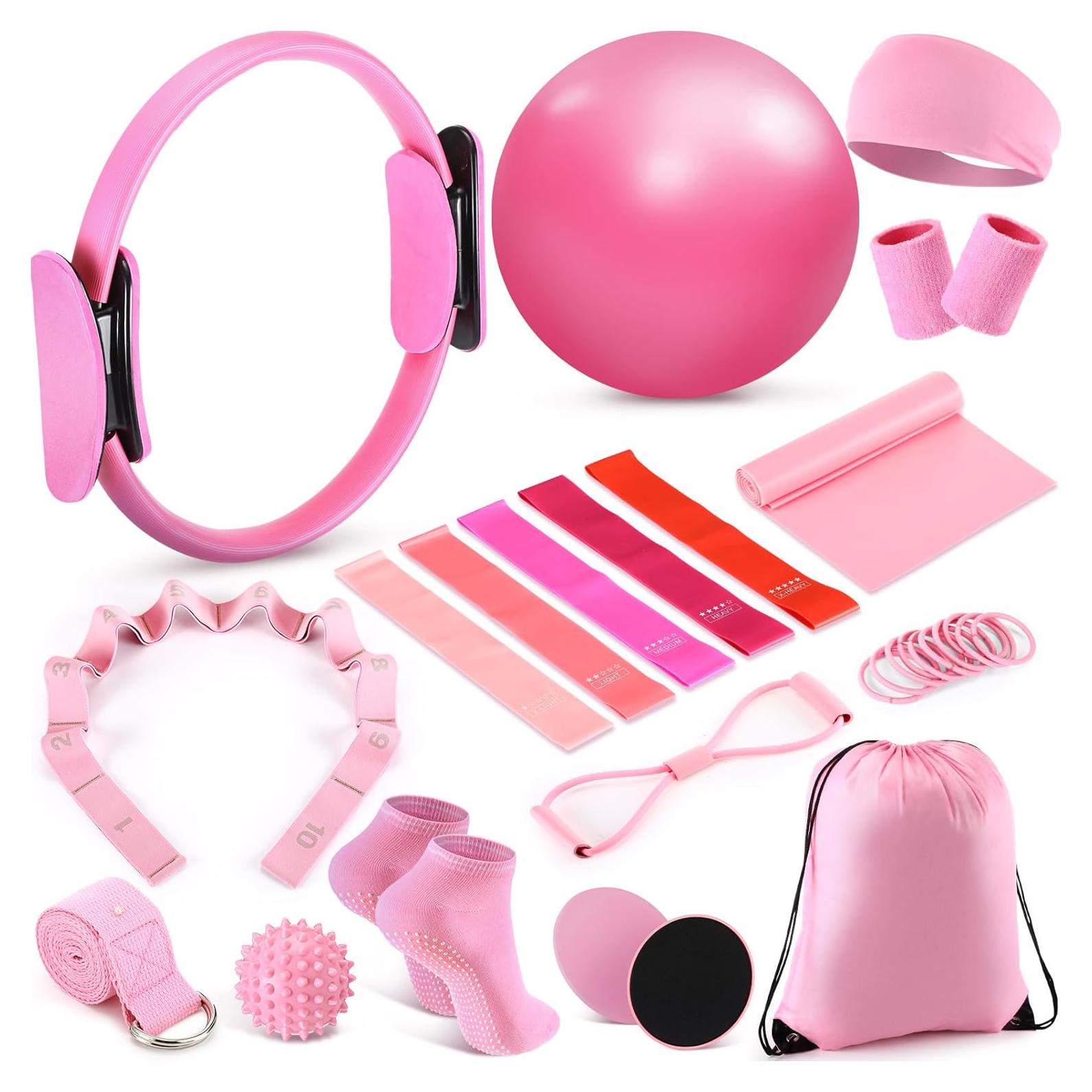 Kit de Pilates Poen 18 Piezas con Anillo, Pelota y Bandas