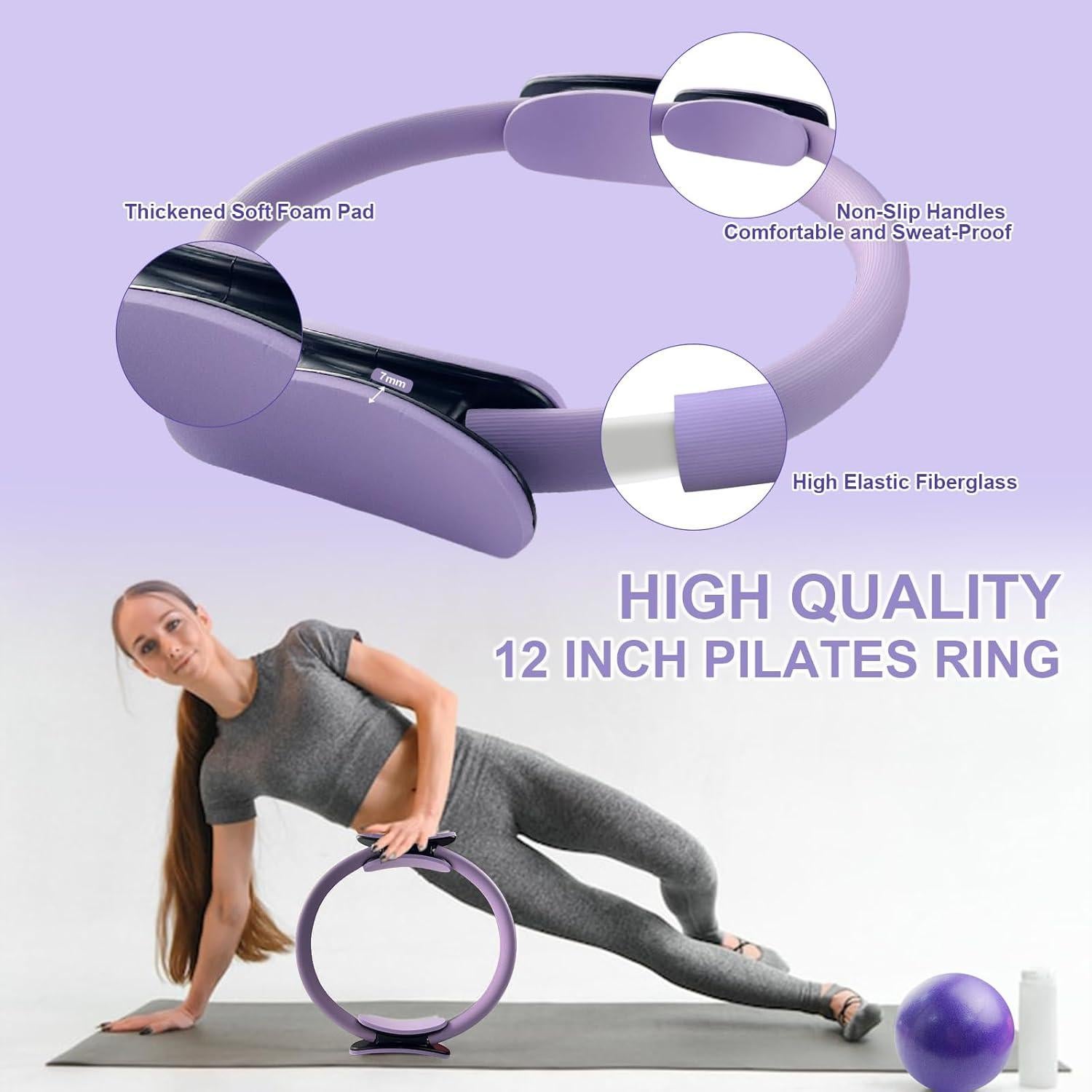 Kit de Pilates Completo 11 Pcs KANGFITER - Anillo, Pelota, Pesas
