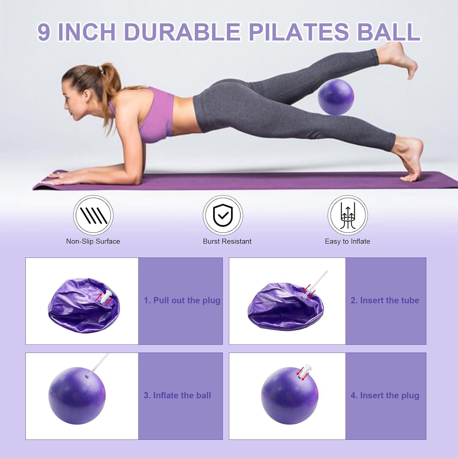 Kit de Pilates Completo 11 Pcs KANGFITER - Anillo, Pelota, Pesas