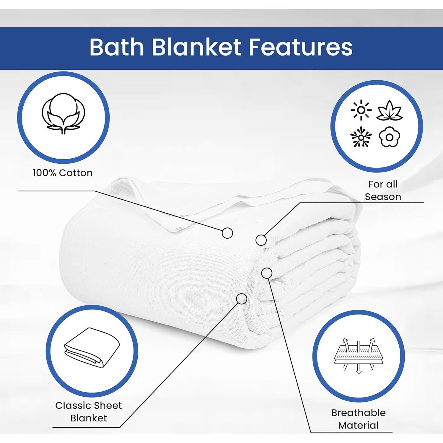 Manta de Baño Linteum Textile 178x229 cm Algodón Blanco