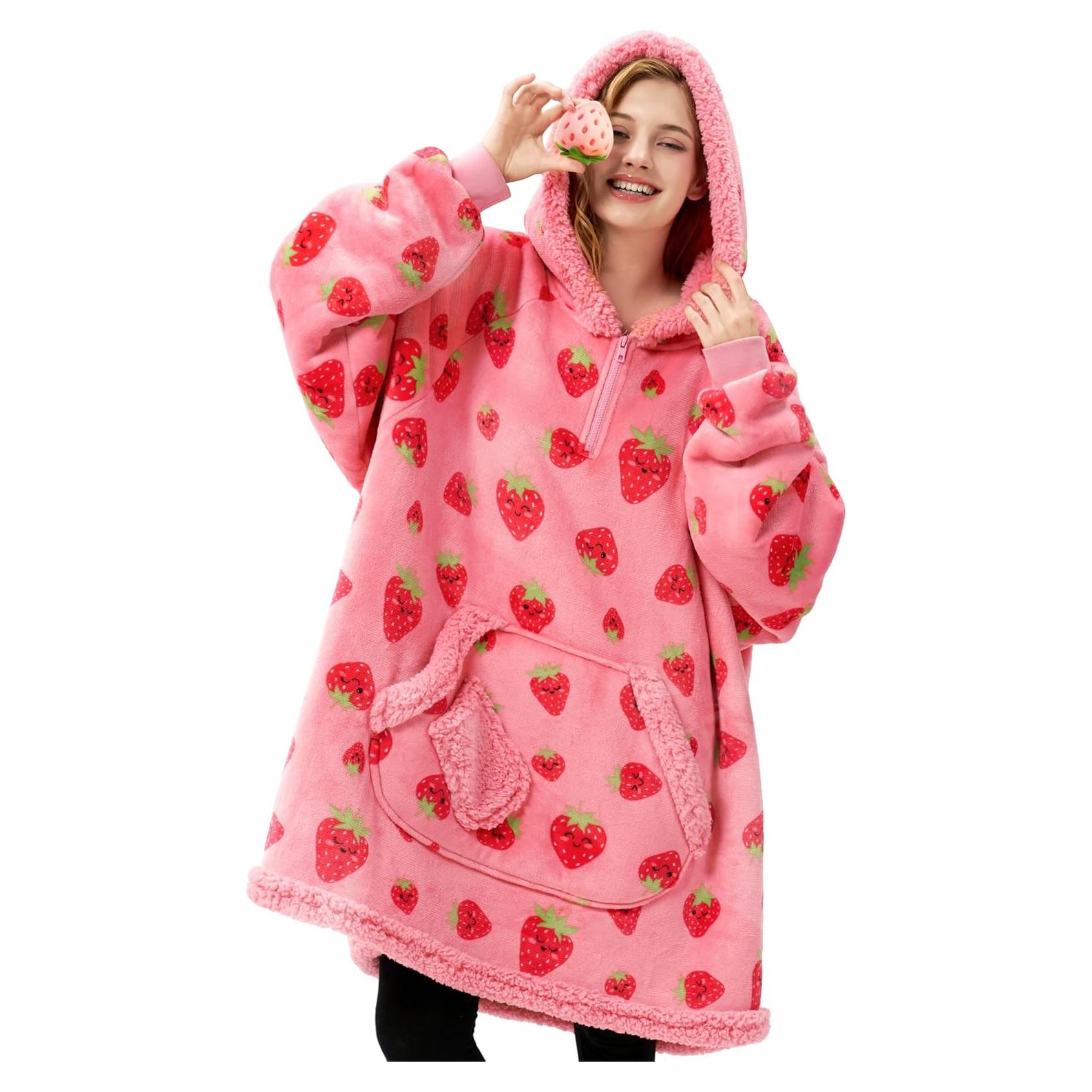Sudadera Manta Usable Sherpa Giggling Getup Fresa Rosa Adulto