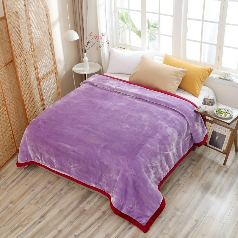 Manta Reversible Hiyoko 215x241 cm Terciopelo Burdeos/Lavanda
