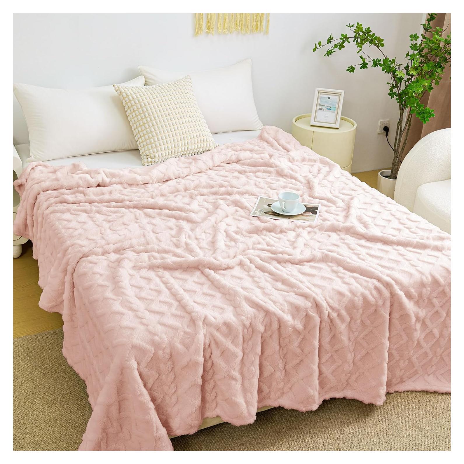 Manta de Forro Aganear Queen 228.6x228.6 cm Rosa Suave