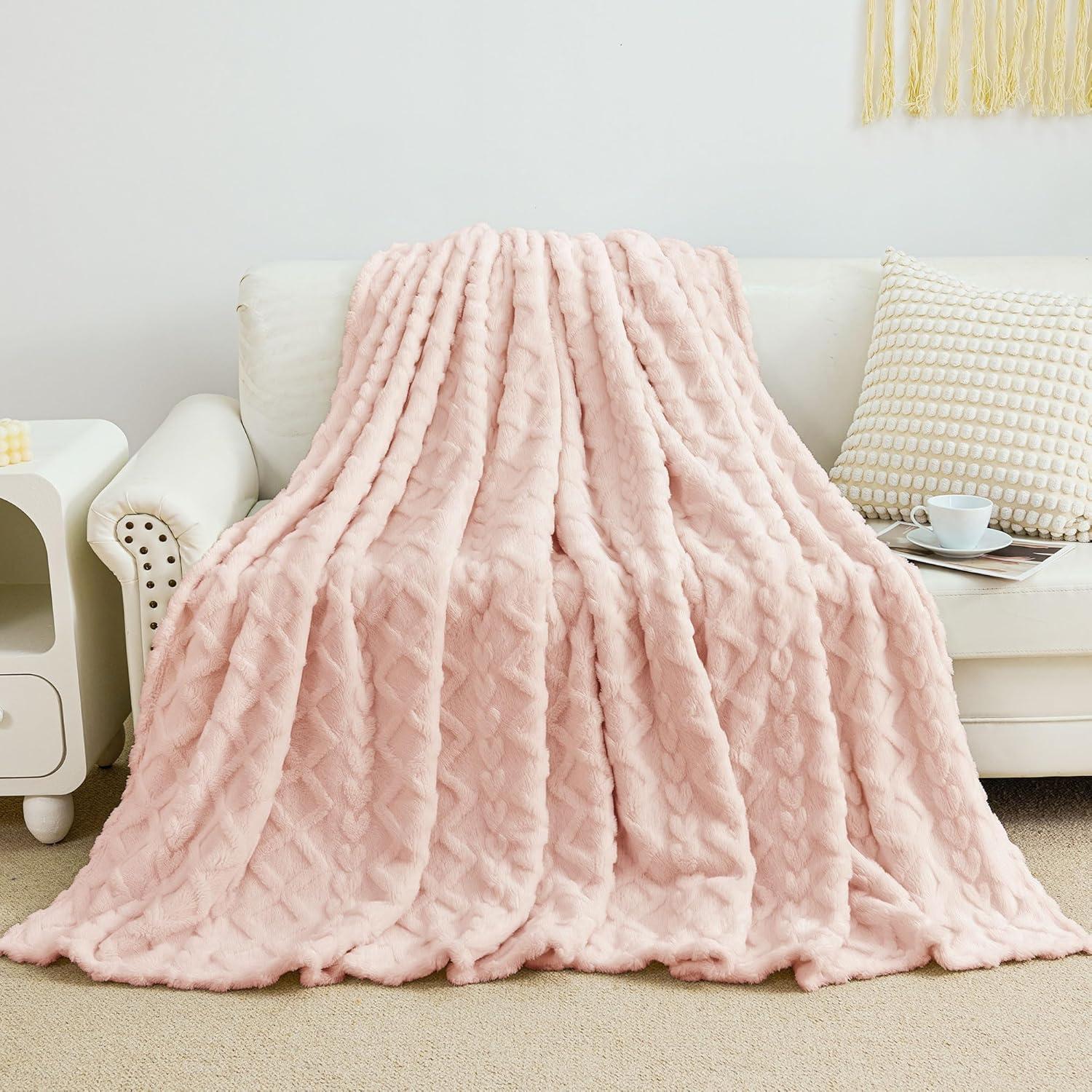 Manta de Forro Aganear Queen 228.6x228.6 cm Rosa Suave