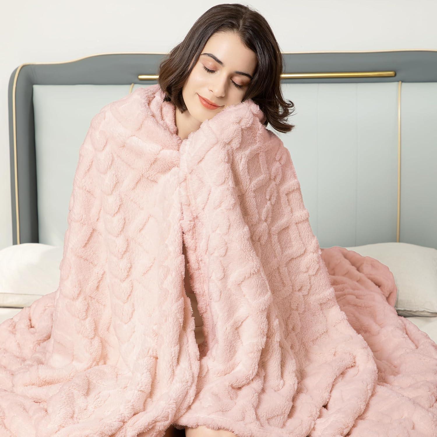 Manta de Forro Aganear Queen 228.6x228.6 cm Rosa Suave