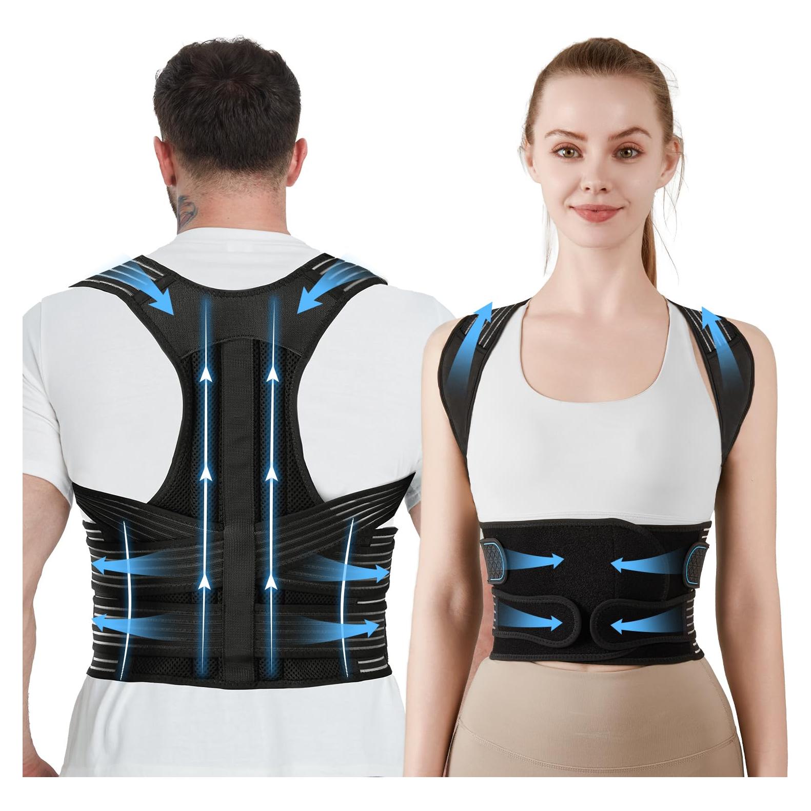 Corrector de Postura PRANASH Ajustable Negro Grande