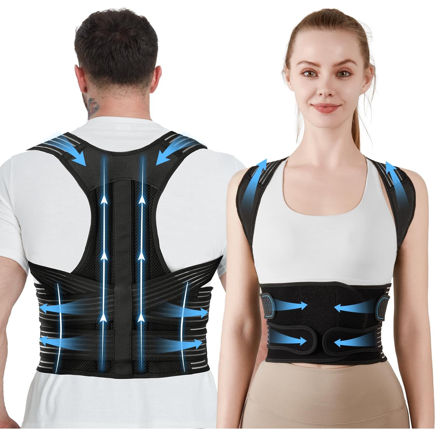 Corrector de Postura PRANASH Ajustable Negro Grande