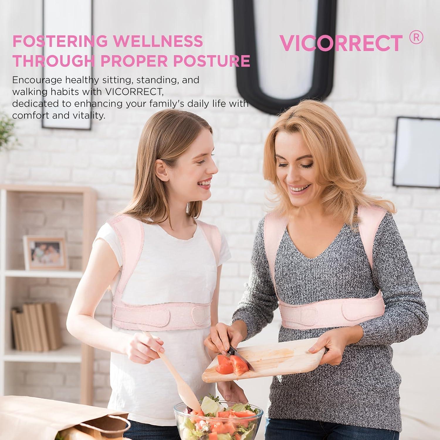 Corrector de Postura Vicorrect S/M Rosa Ajustable Alivio Dolor