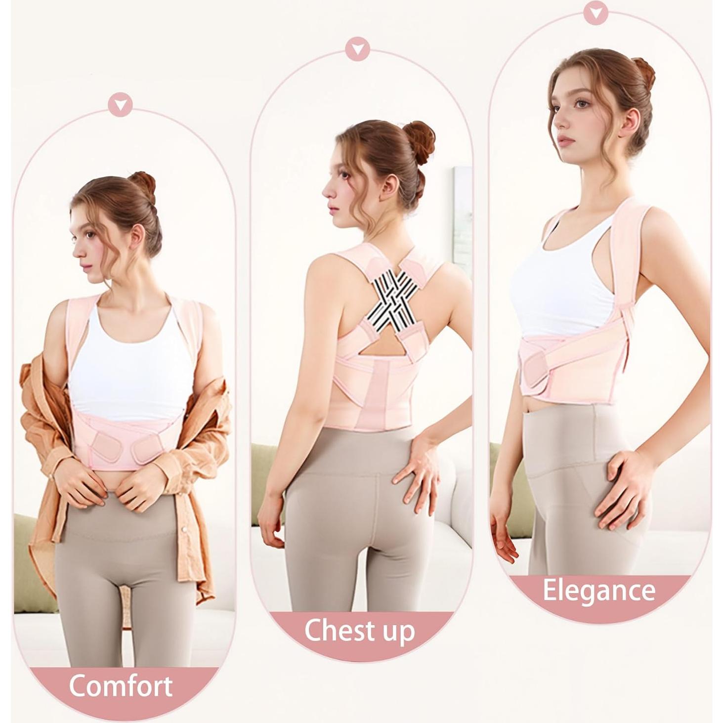 Corrector de Postura Ajustable Yiwushiwuyoufushiyouxiangongsi Rosa XX-Large