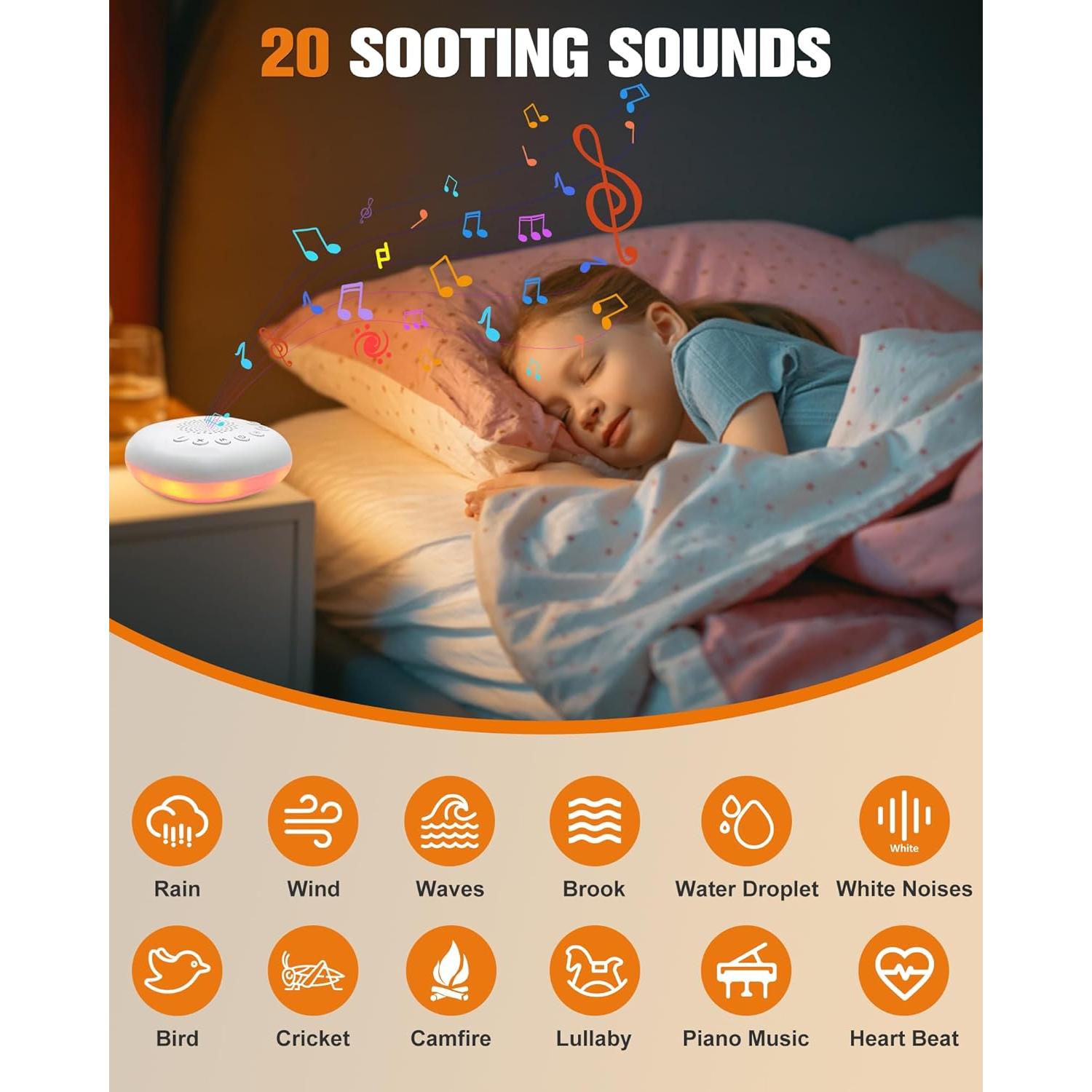 Máquina de Ruido Blanco FoCevN Portátil con 20 Sonidos