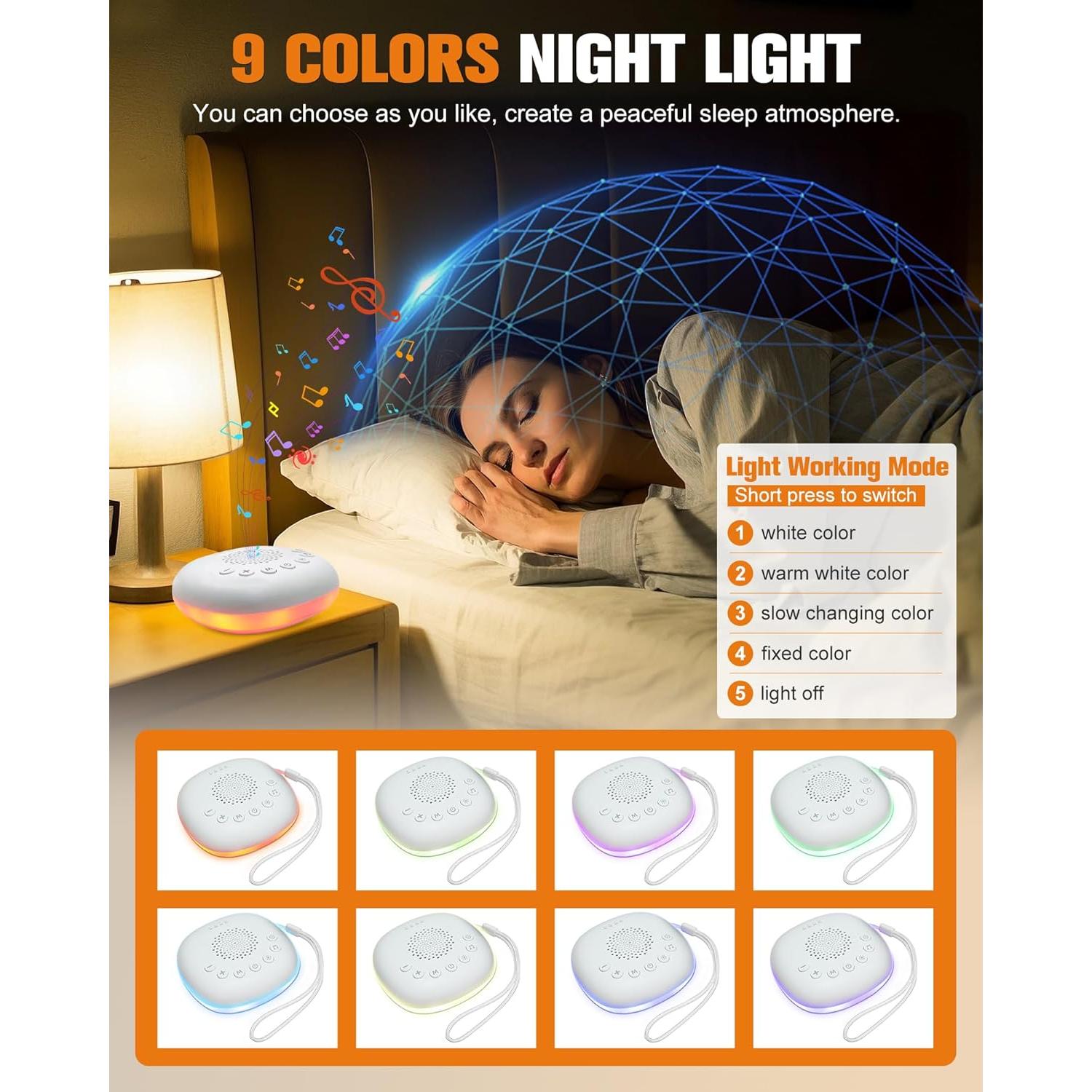 Máquina de Ruido Blanco FoCevN Portátil con 20 Sonidos