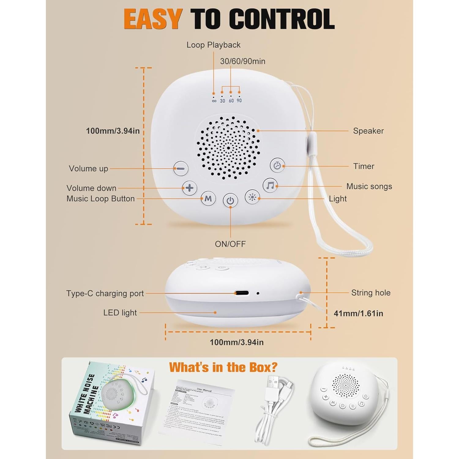 Máquina de Ruido Blanco FoCevN Portátil con 20 Sonidos