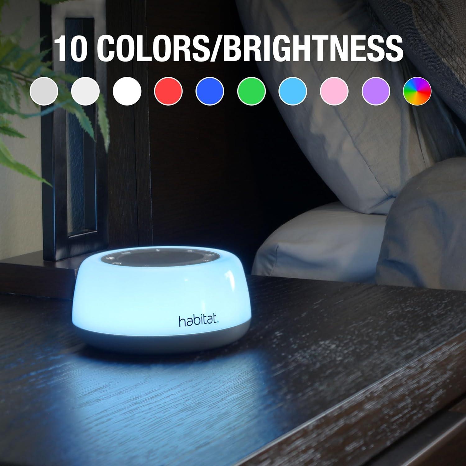 Máquina de Ruido Blanco Habitat, Luz Nocturna Multicolor, 25 Sonidos