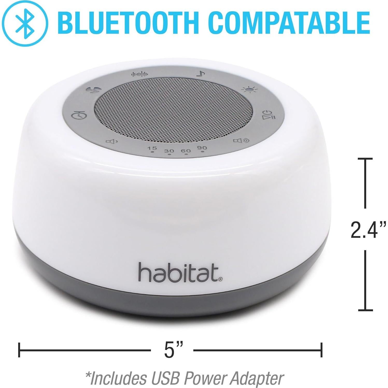 Máquina de Ruido Blanco Habitat, Luz Nocturna Multicolor, 25 Sonidos