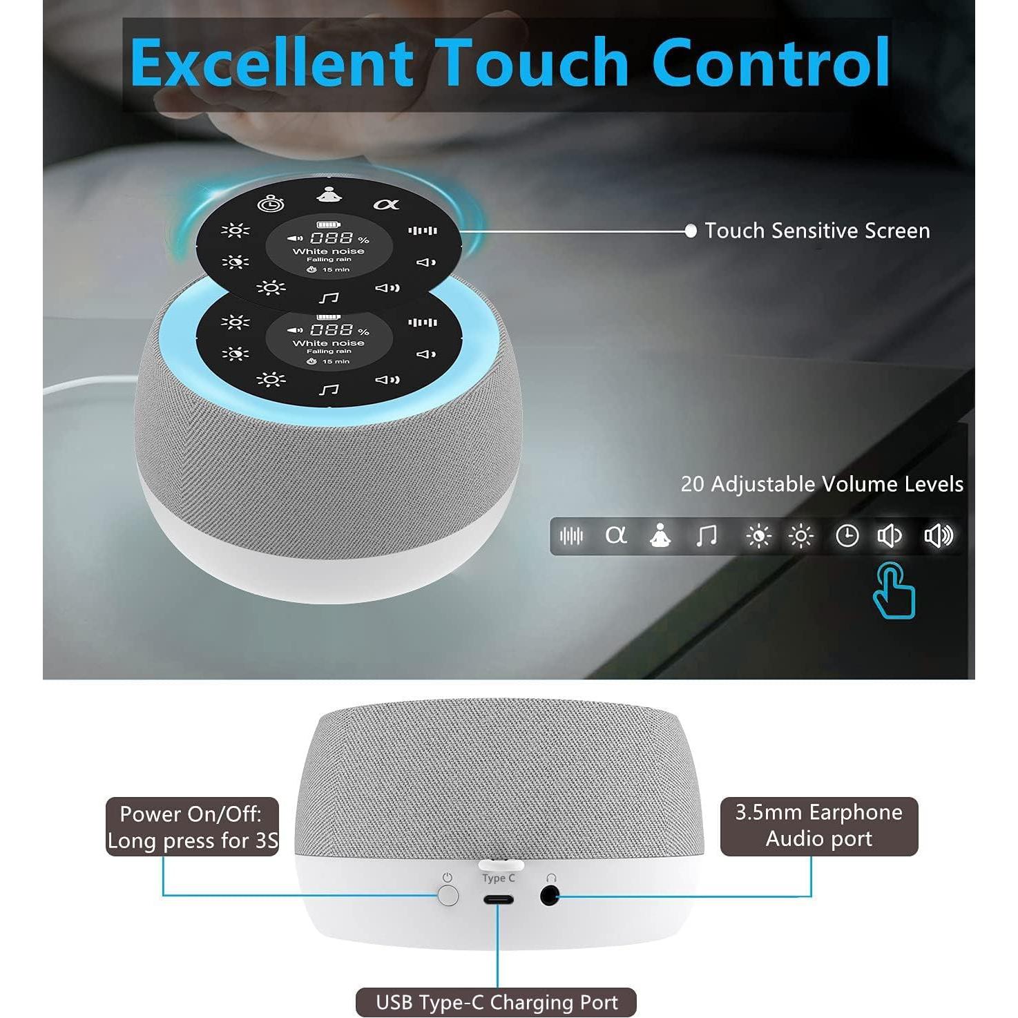 Máquina de Ruido Blanco IDOLCO ZC-JJ01 con 32 Sonidos y Luz Nocturna