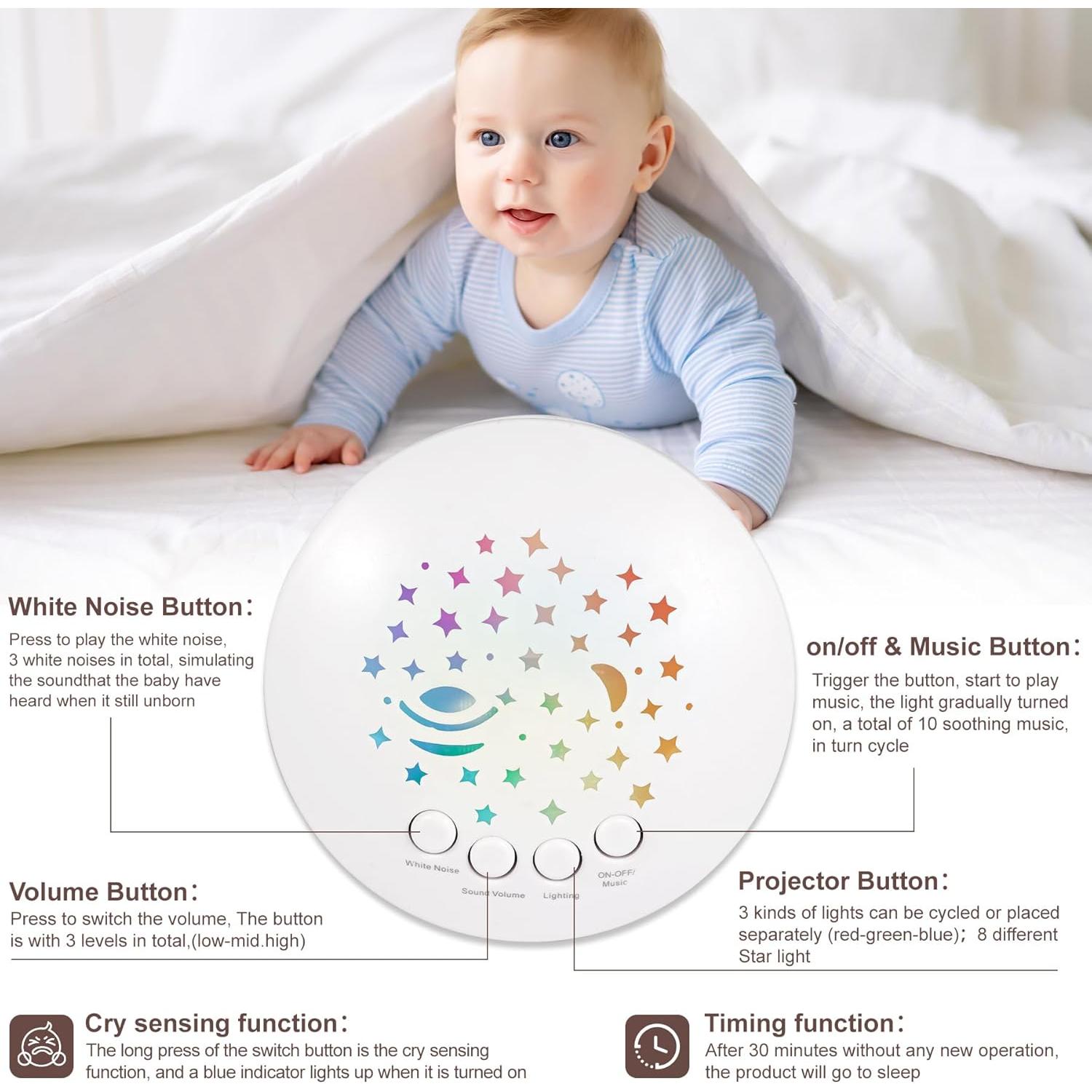 Proyector de Luz Nocturna Dinosaurio wiqins con Sensor de Llanto