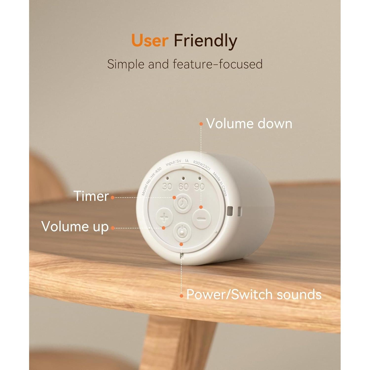 Máquina de Ruido Blanco Dreamegg Pocket 1 - Sonido Portátil 16 Sonidos