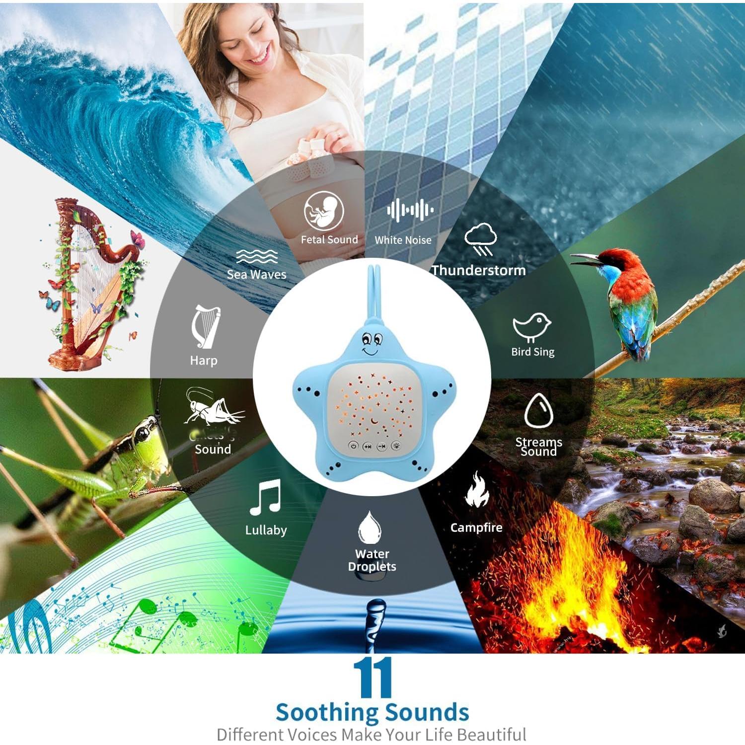 Máquina de Sonido Blanco Portátil Junfu J928 con Proyector de Estrellas