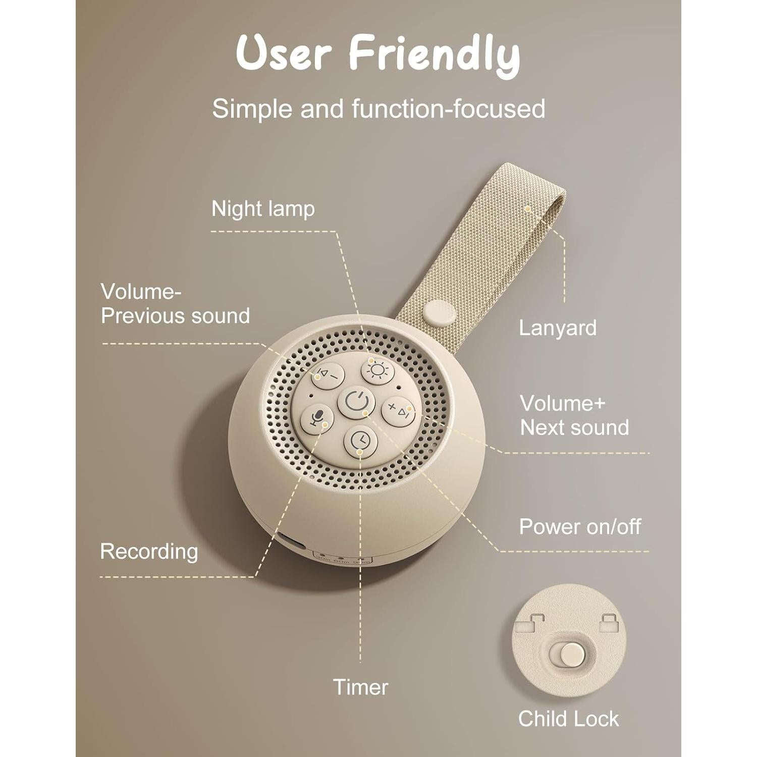 Máquina de Ruido Blanco Afuosy FM0228B Portátil con Luz Nocturna