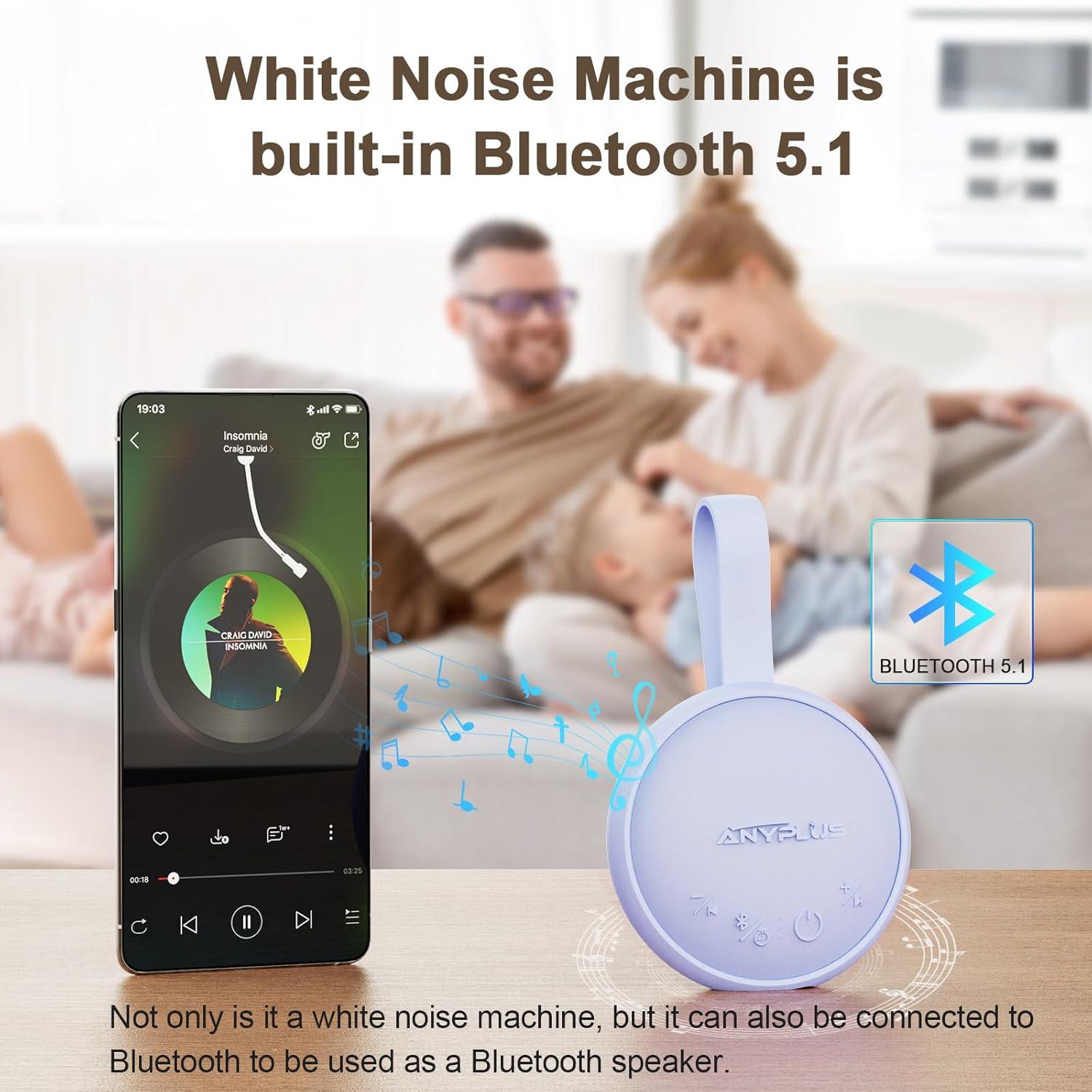 Máquina de Ruido Blanco ANYPLUS Portátil Bluetooth 5.1 24 Sonidos