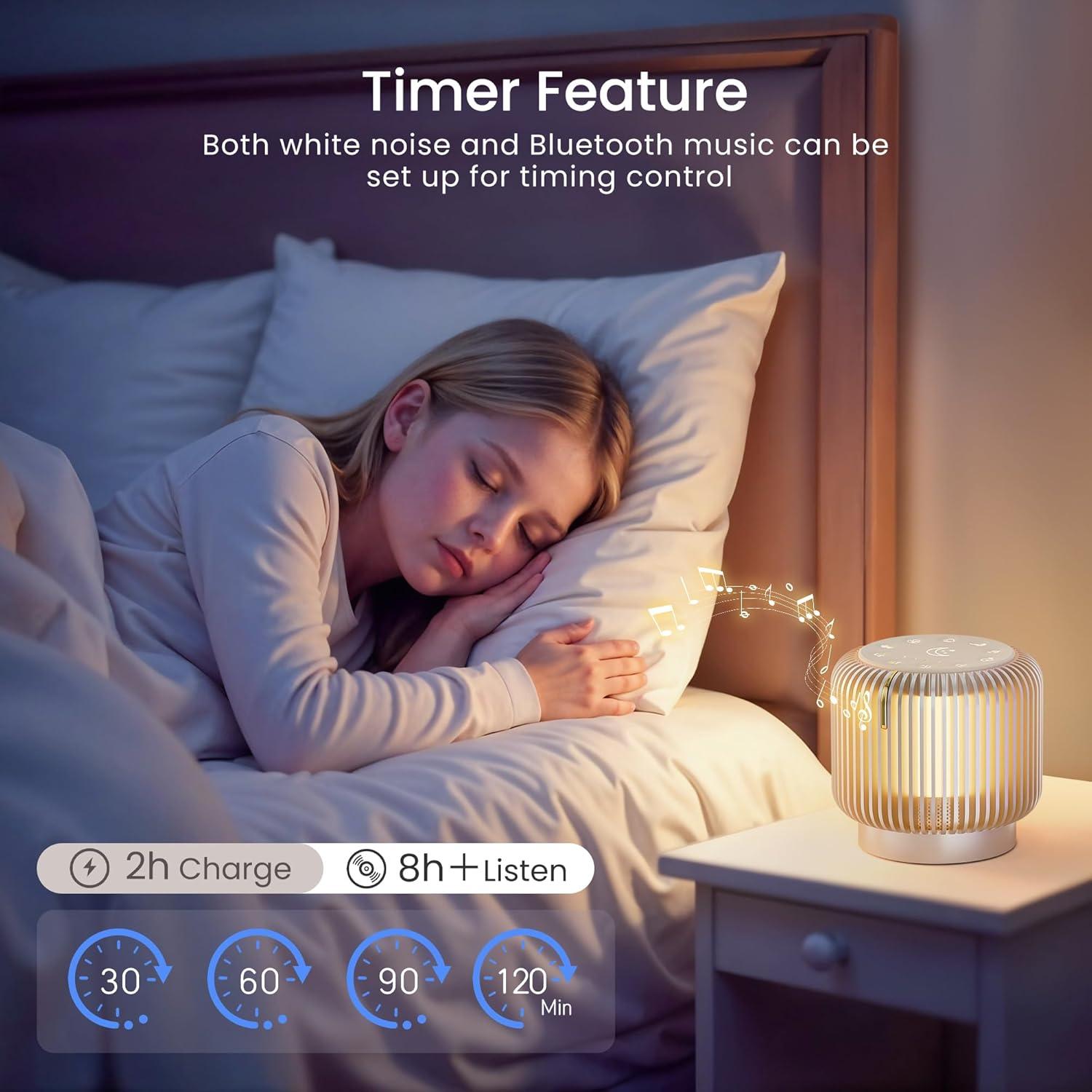 Máquina de Ruido Blanco FREEFISH K6S-N con Bluetooth y Luz Nocturna