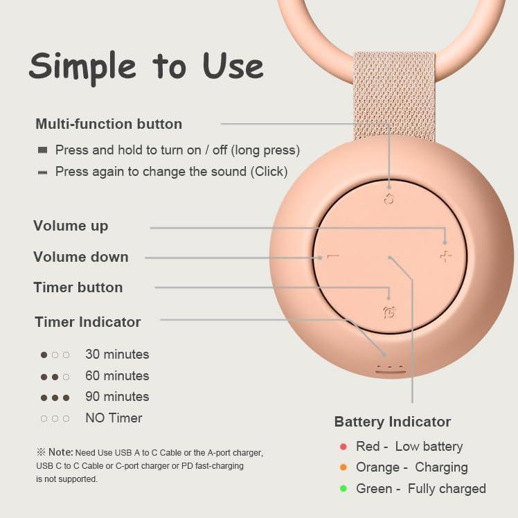 Máquina de Sonido Blanco Portátil ToukerGo Snowball 16 Sonidos