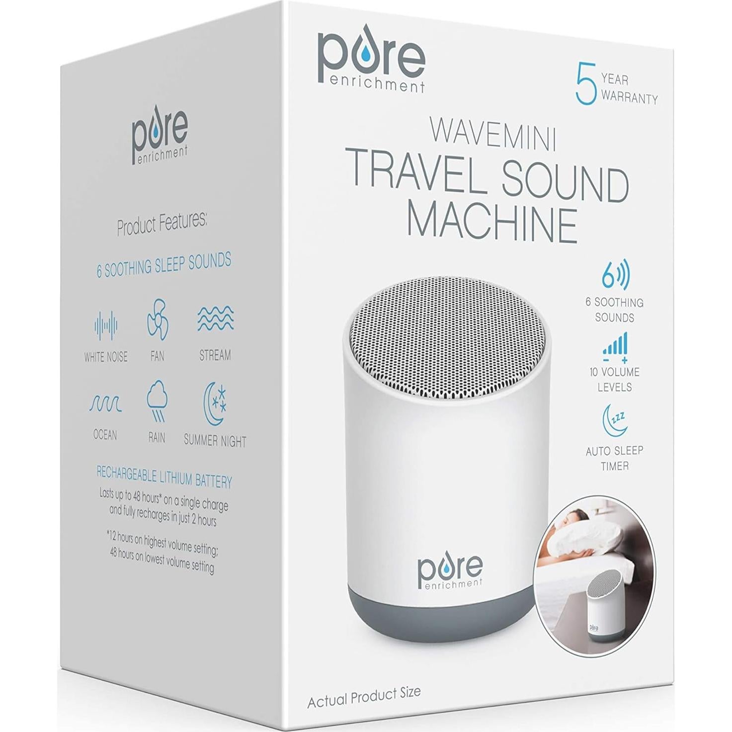 Máquina de Sonido de Viaje Pure Enrichment Wave Mini - 6 Sonidos