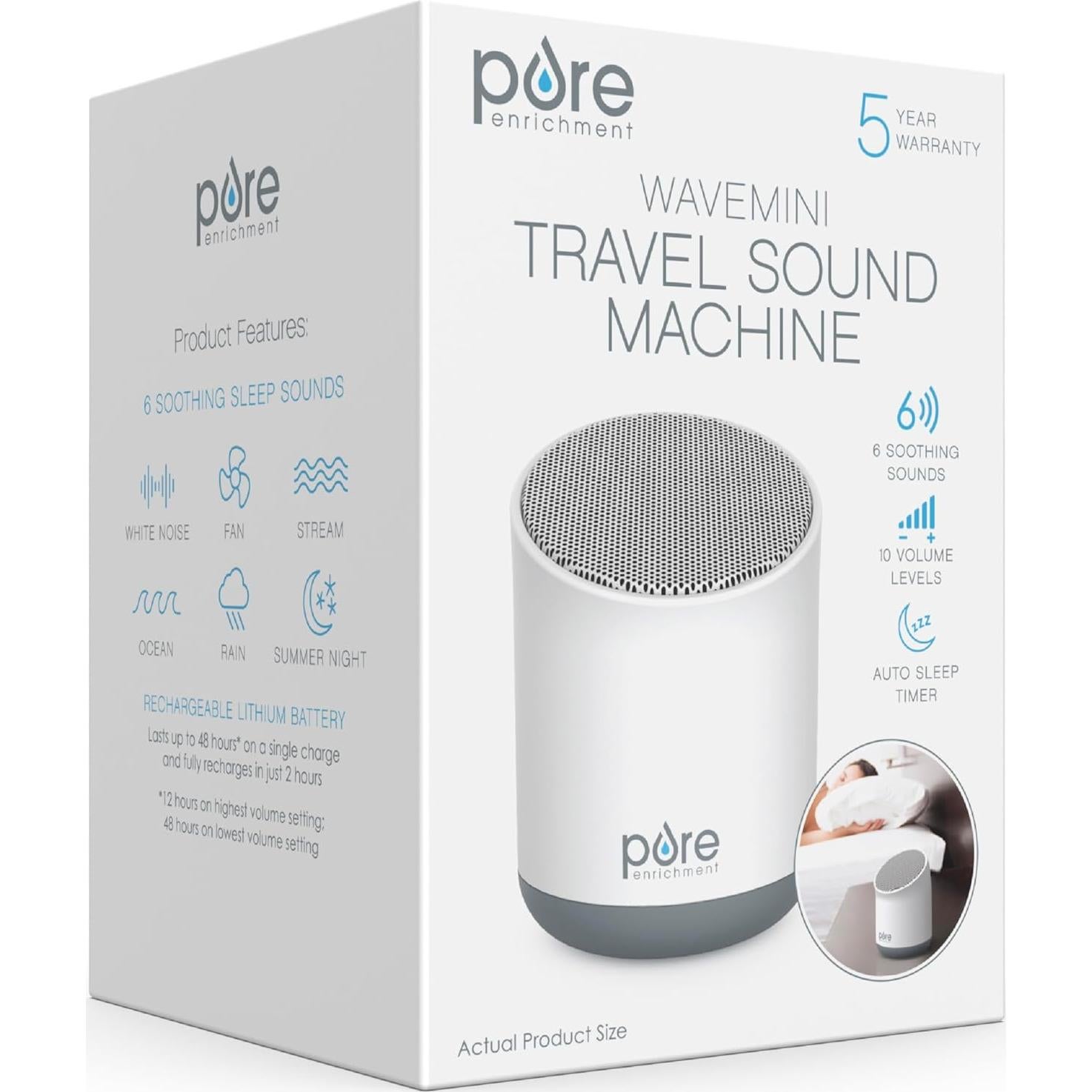 Máquina de Sonido de Viaje Pure Enrichment Wave Mini - 6 Sonidos