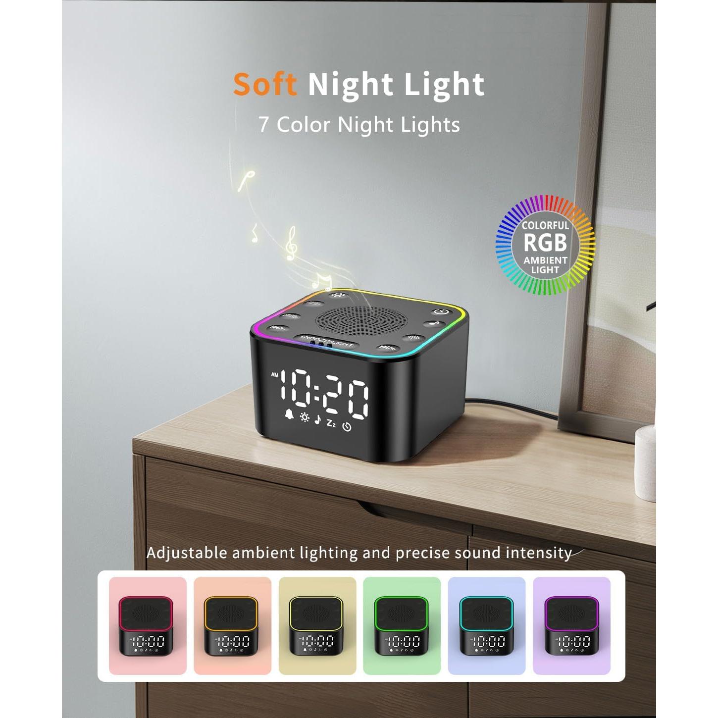 Máquina de Sonido Blanco Zelaclock con Reloj Digital y Luz Nocturna