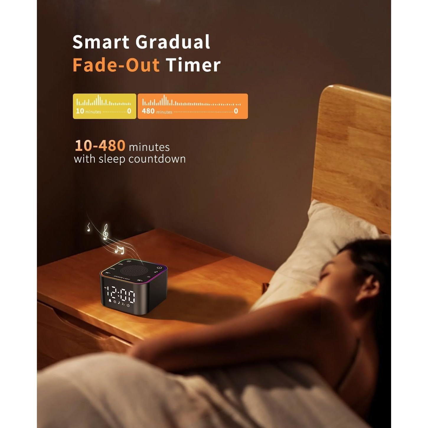 Máquina de Sonido Blanco Zelaclock con Reloj Digital y Luz Nocturna