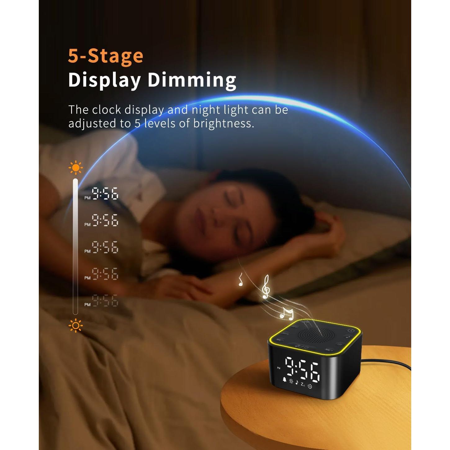 Máquina de Sonido Blanco Zelaclock con Reloj Digital y Luz Nocturna