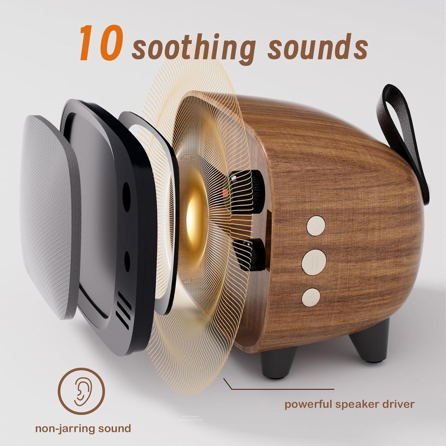 Máquina de Sonido para Dormir Wizvv Imitación Nogal 10 Sonidos