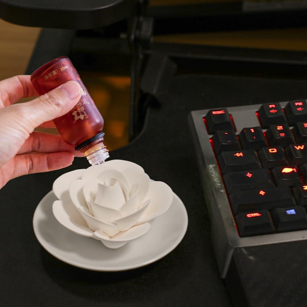 Difusor Pasivo de Cerámica Oumeiben - Camelia Blanca, 8.89cm