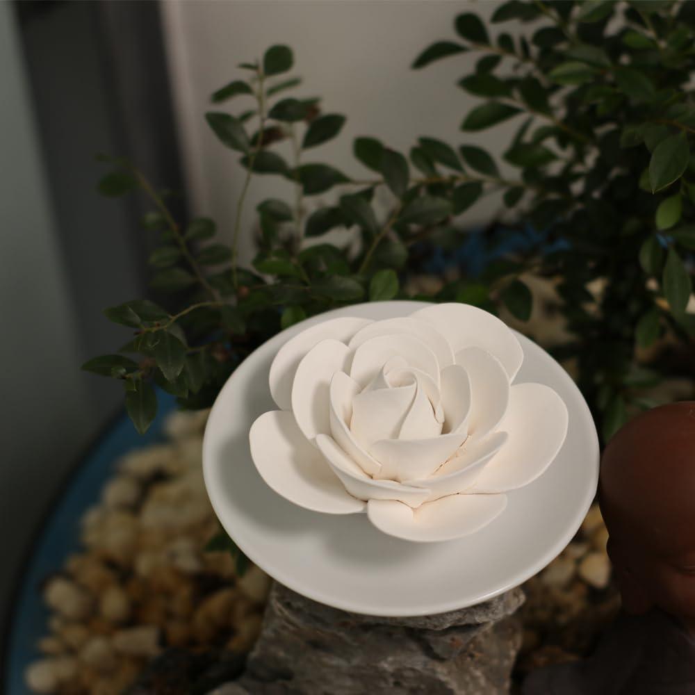 Difusor Pasivo de Cerámica Oumeiben - Camelia Blanca, 8.89cm