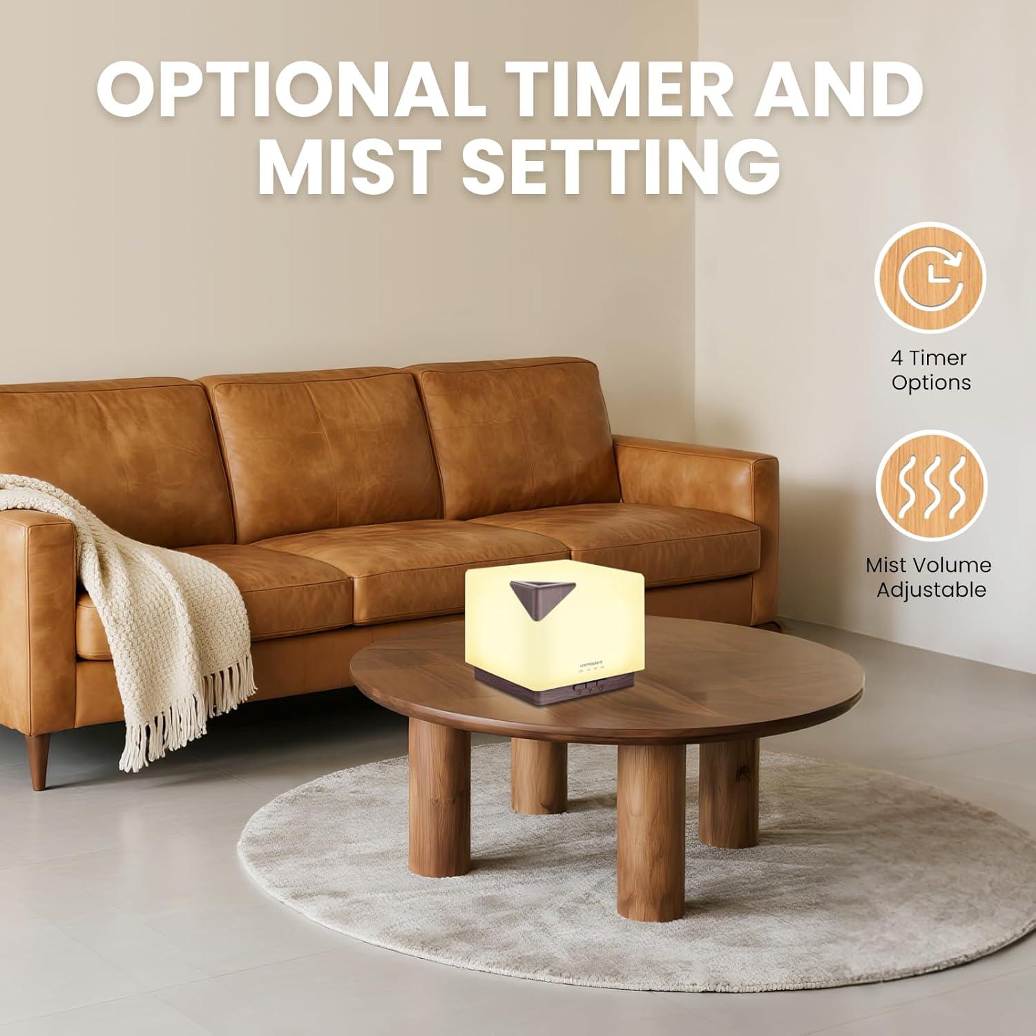 Difusor de Aceite Esencial URPOWER 700ml con Luz LED y Temporizador