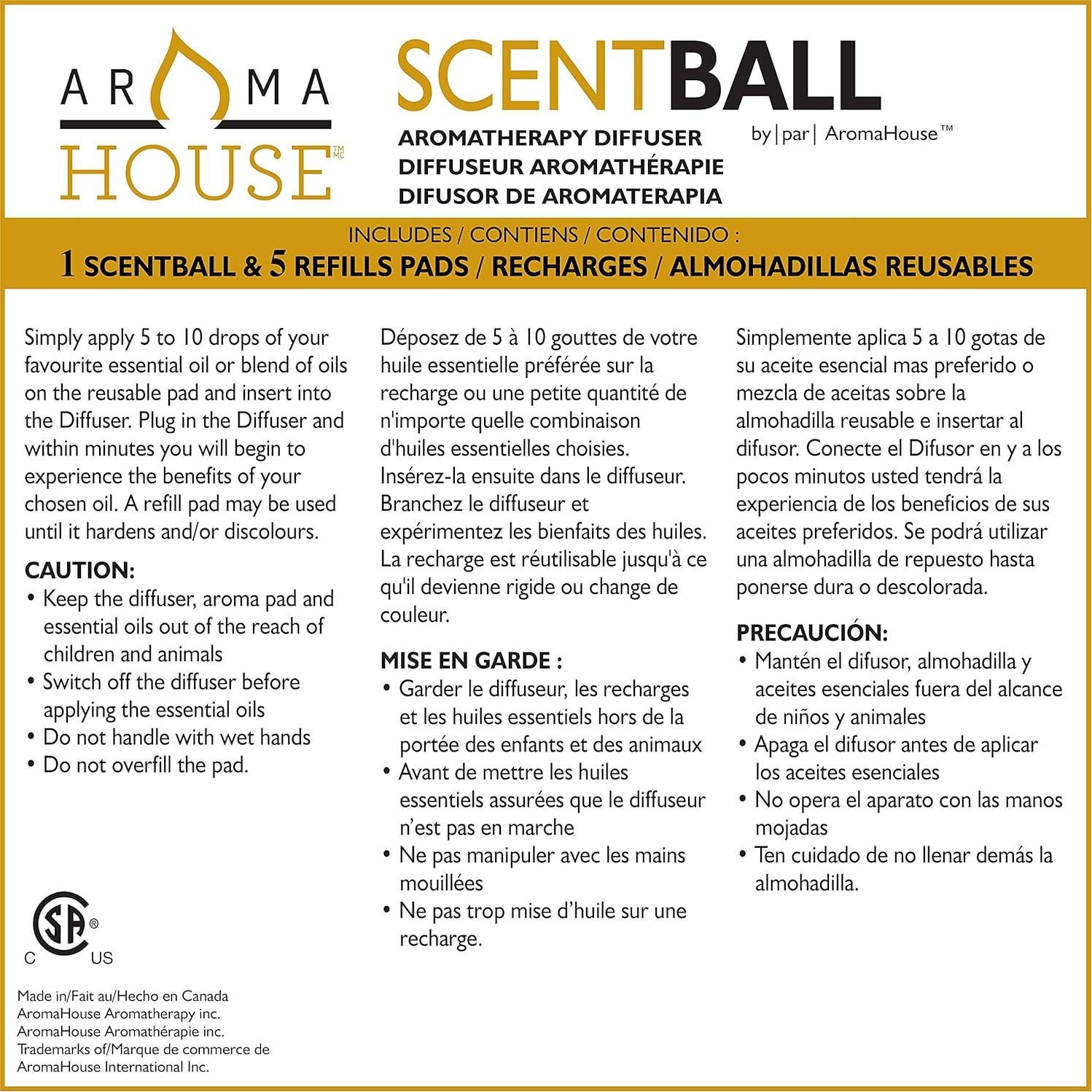 Difusor de Aromaterapia AromaHouse Scentball Blanco 100ml