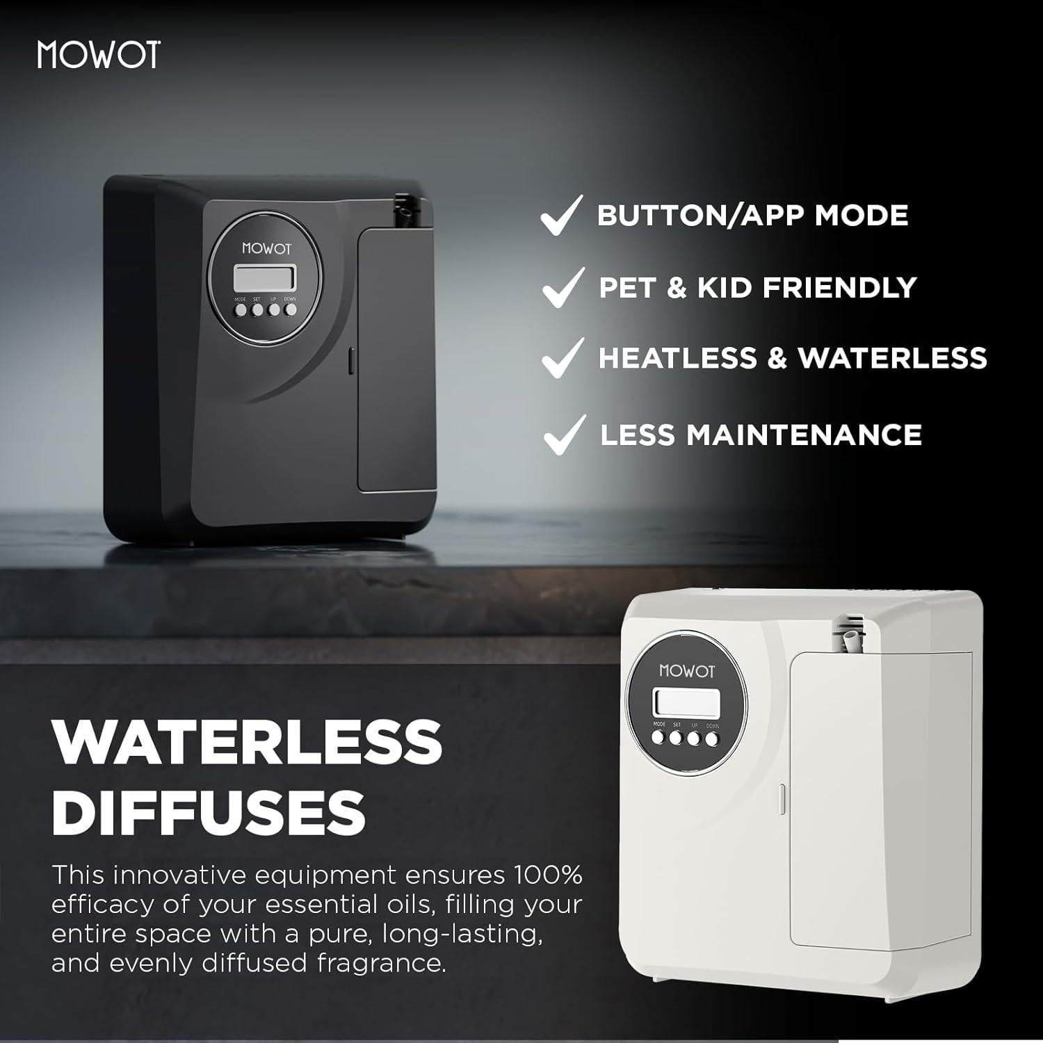 Difusor de Aceite Esencial MOWOT 200ml Bluetooth Sin Agua