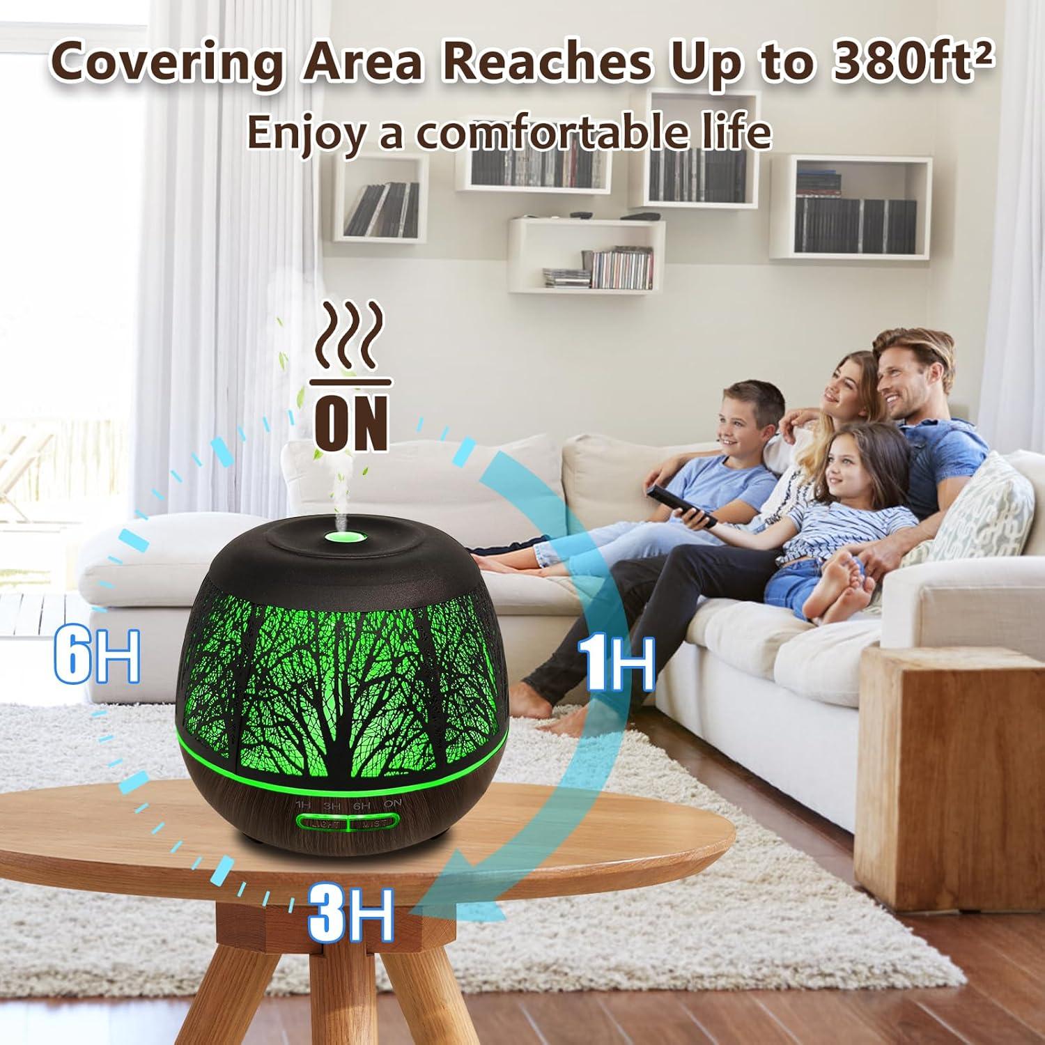 Difusor de Aceite Esencial Elcxsla 500ML Ultrasonico con Luz LED