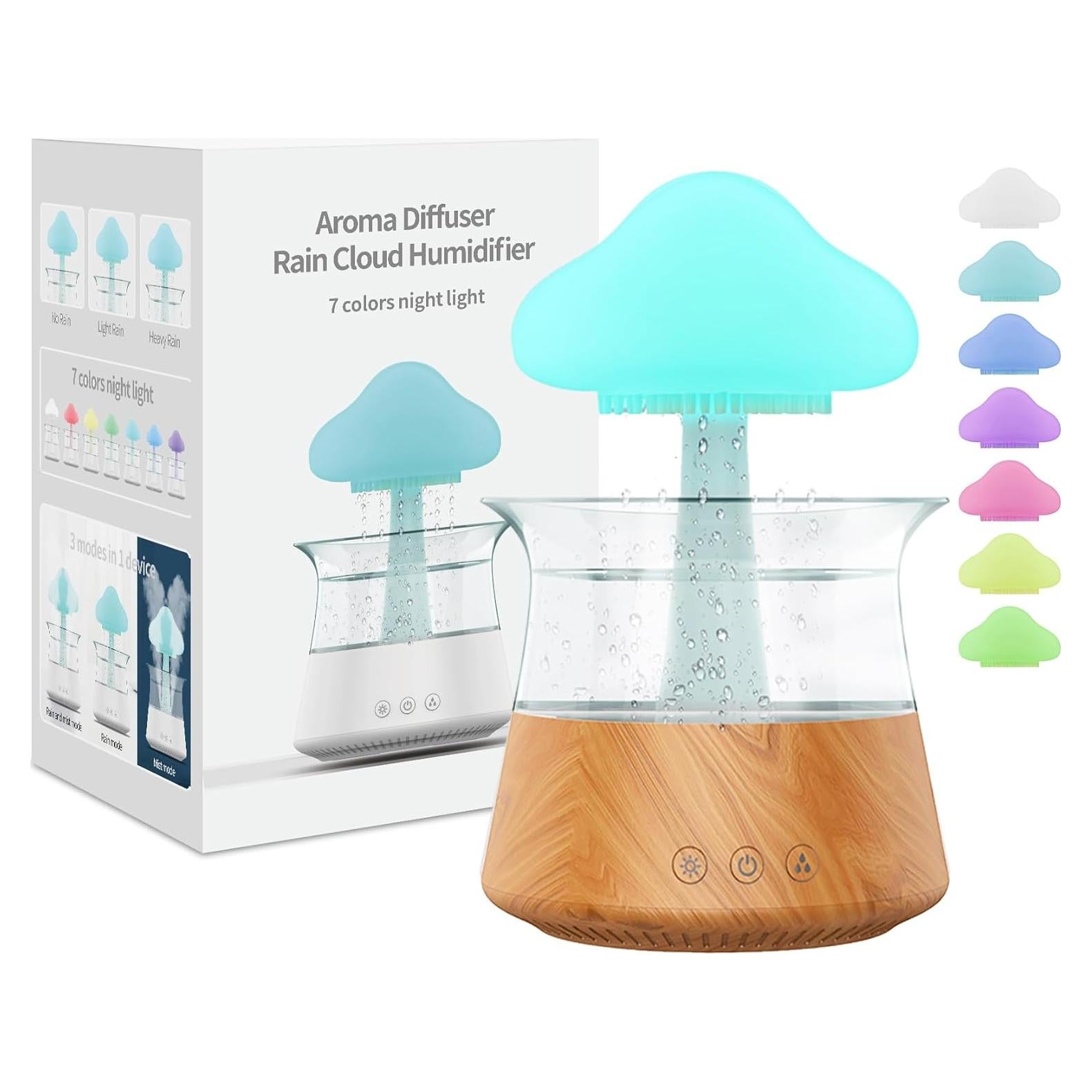 Humidificador de Nube de Lluvia Rican 300ml con Luz LED