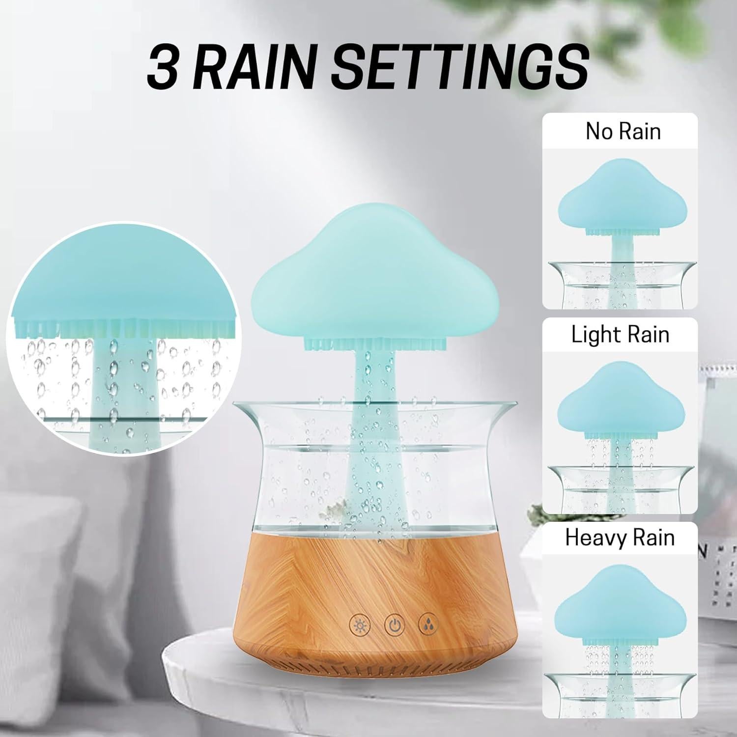 Humidificador de Nube de Lluvia Rican 300ml con Luz LED