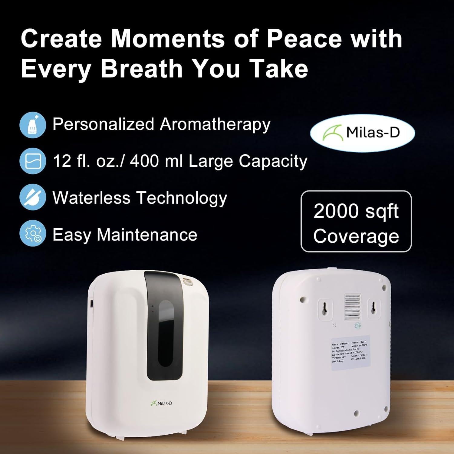 Difusor de Aroma Inteligente Milas-D 400 mL Bluetooth Blanco