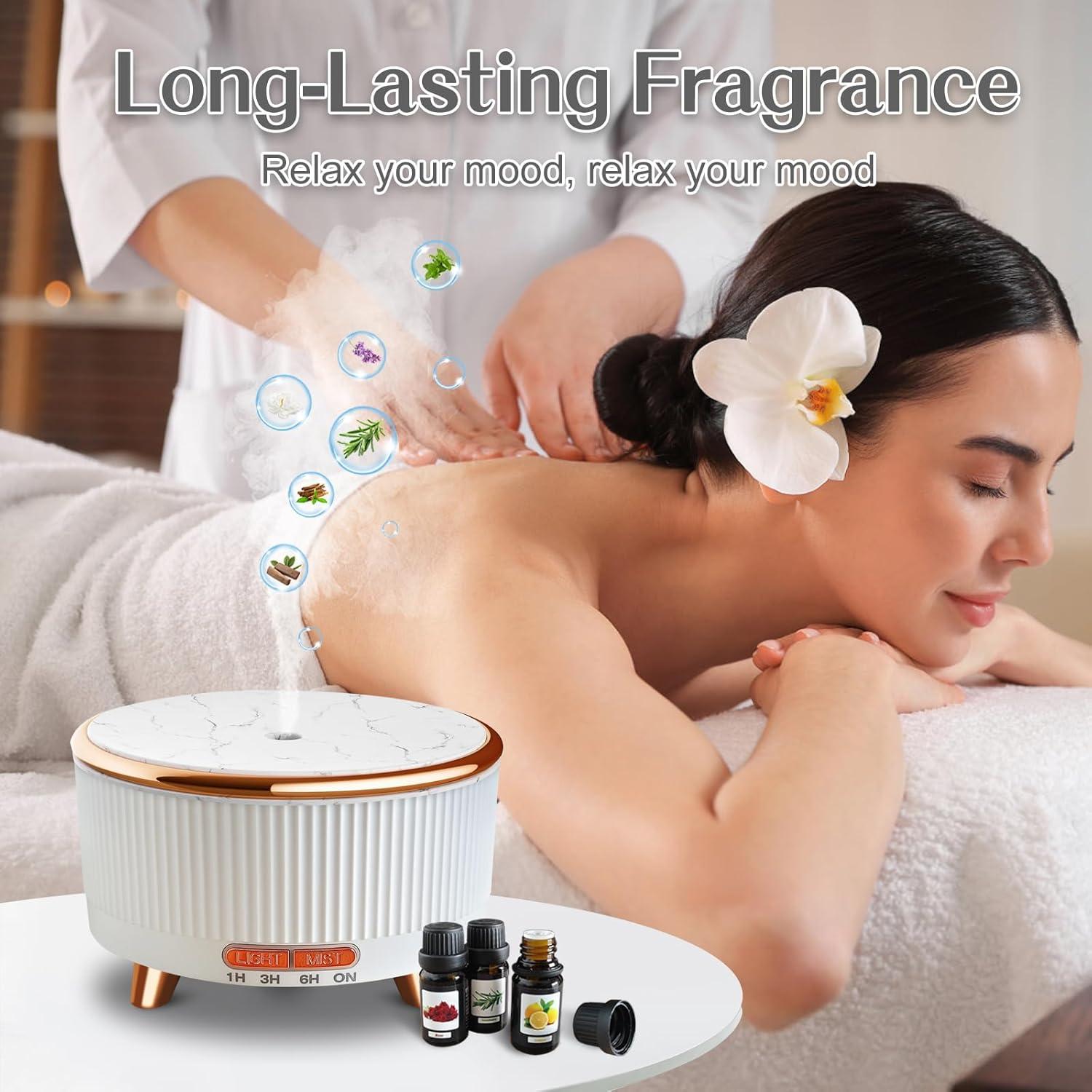 Difusor de Aceite Esencial Roonbo 500ml con 7 Luces y 3 Modos