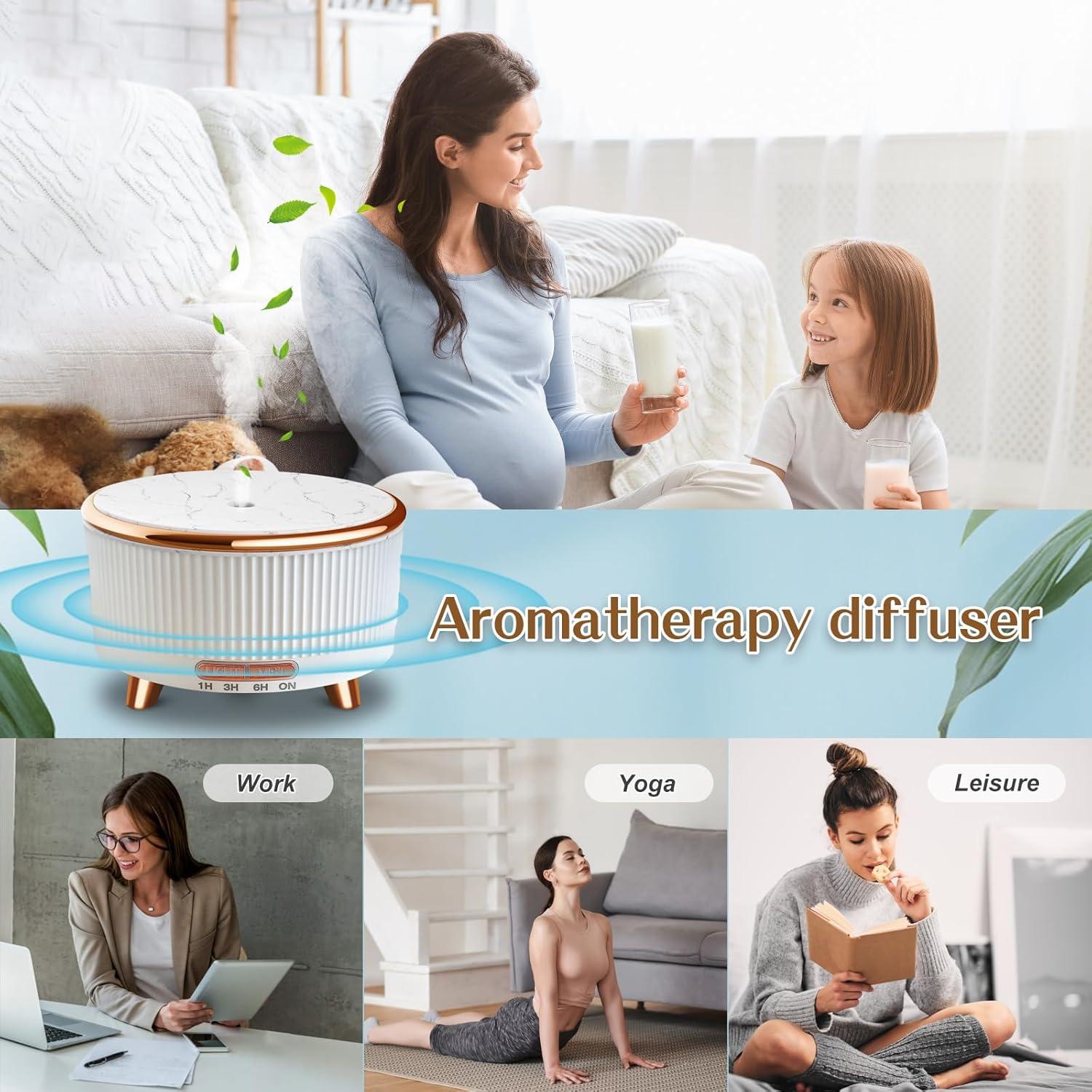 Difusor de Aceite Esencial Roonbo 500ml con 7 Luces y 3 Modos