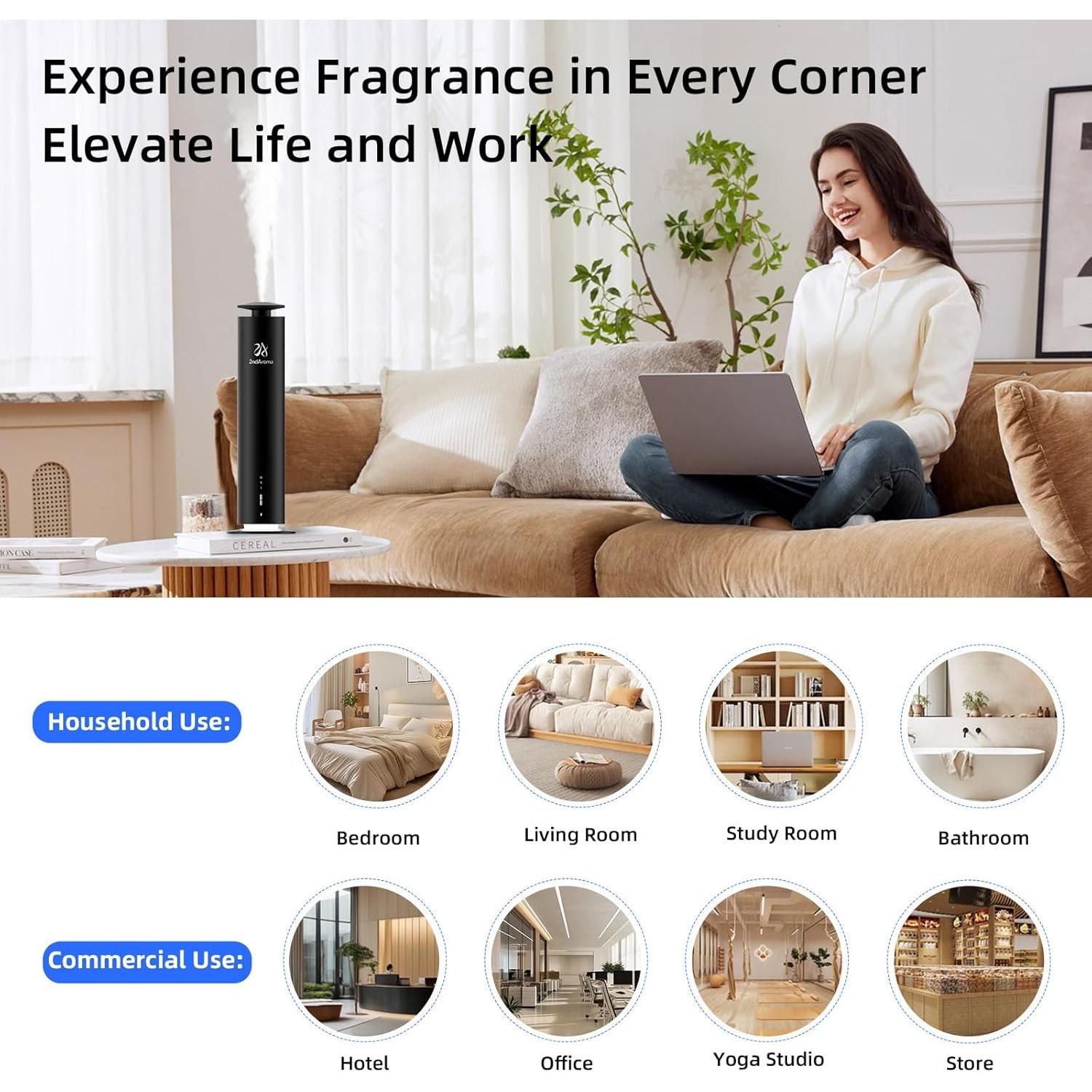 Difusor de Aroma Inalámbrico 2ndAroma HM002 120ml Negro