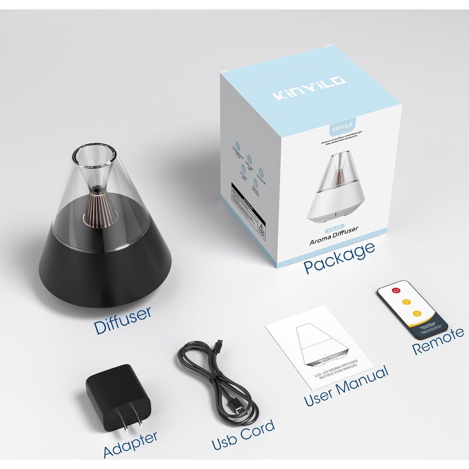 Difusor de Aceite Esencial KinYiLO LLD-J33 Negro 150ml
