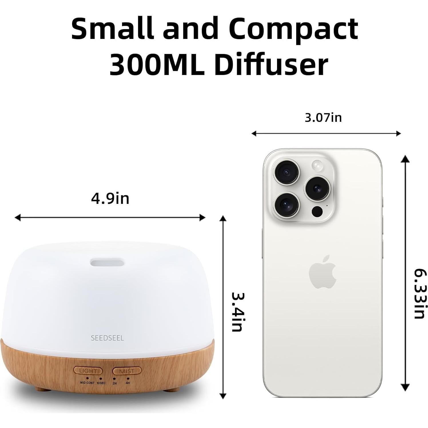 Difusor de Aceite Esencial SEEDSEEL 300ML con Control Remoto