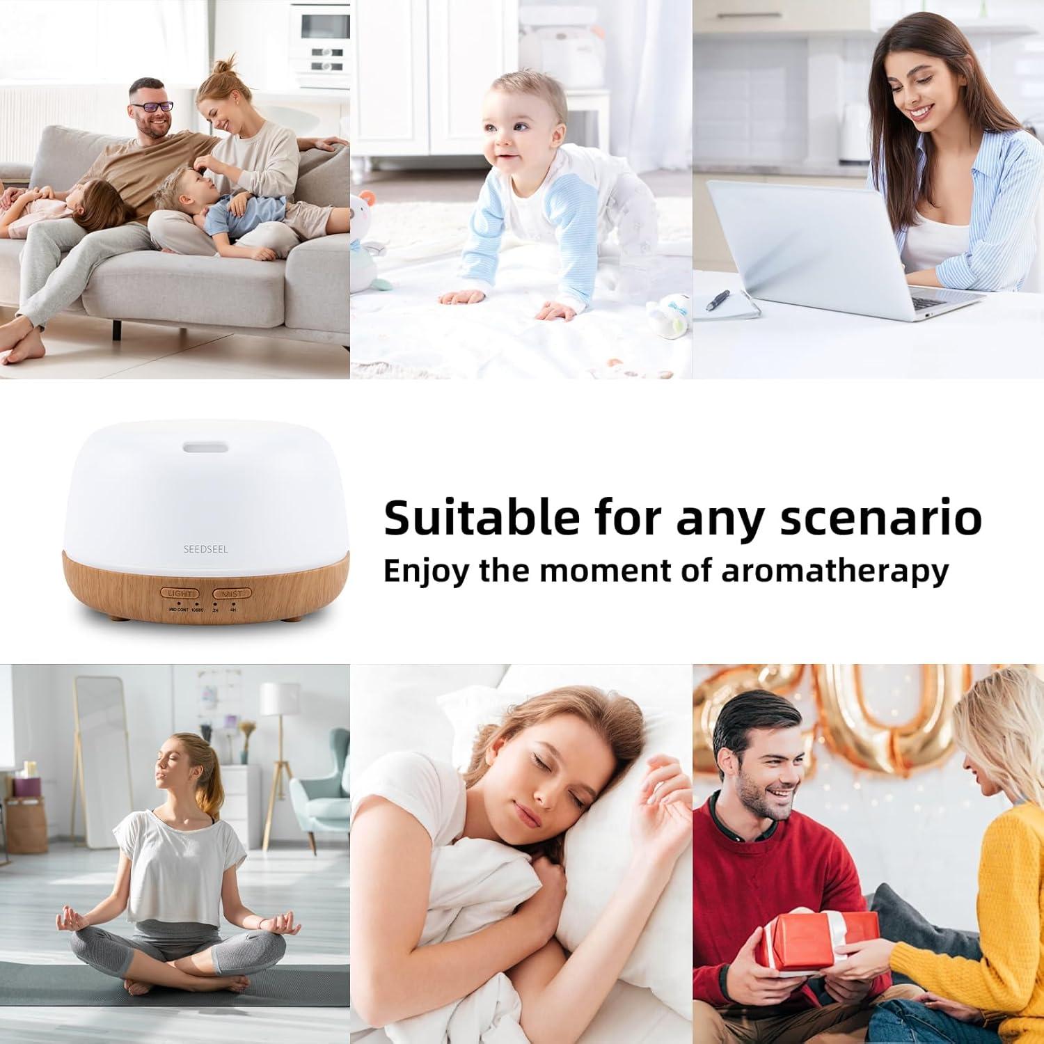 Difusor de Aceite Esencial SEEDSEEL 300ML con Control Remoto