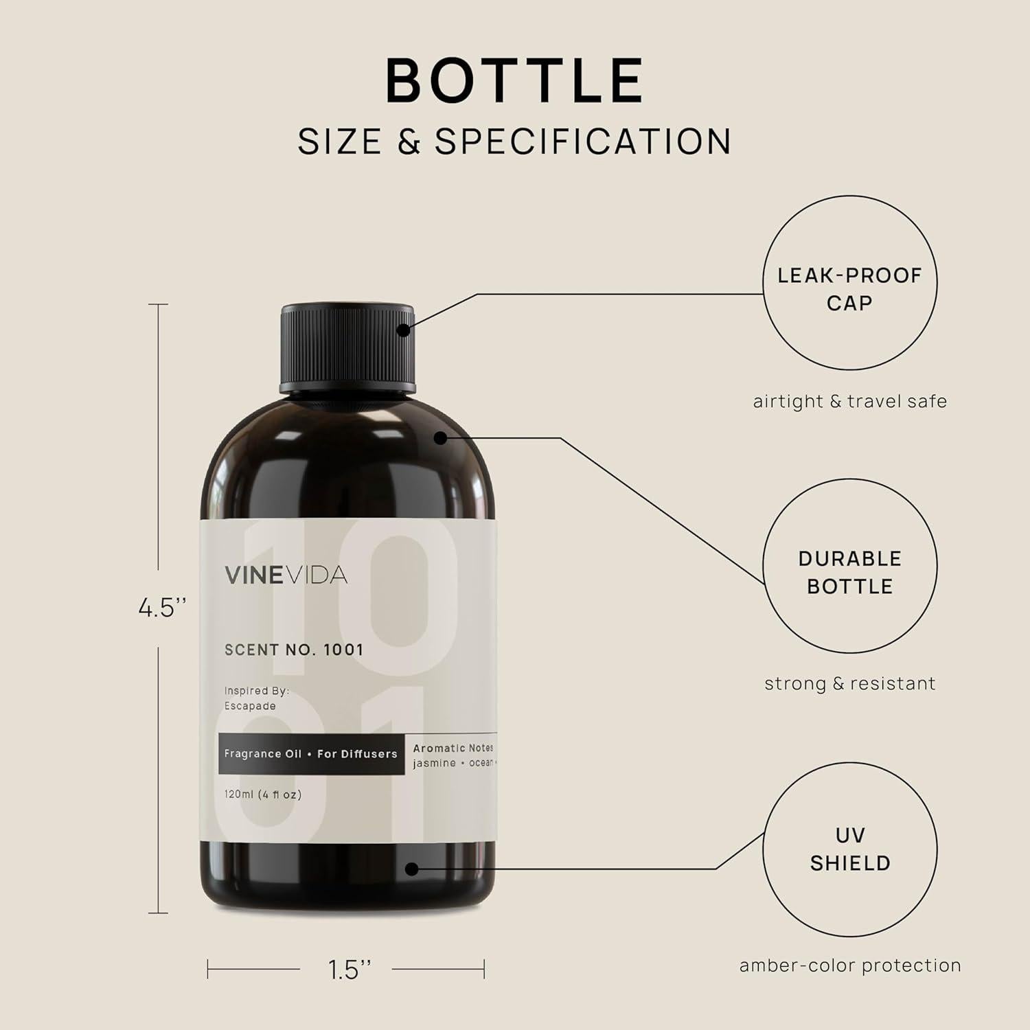 Aceite Difusor de Fragancia VINEVIDA 118ml Aroma No.1001